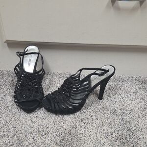 Chic Black Beaded Heels